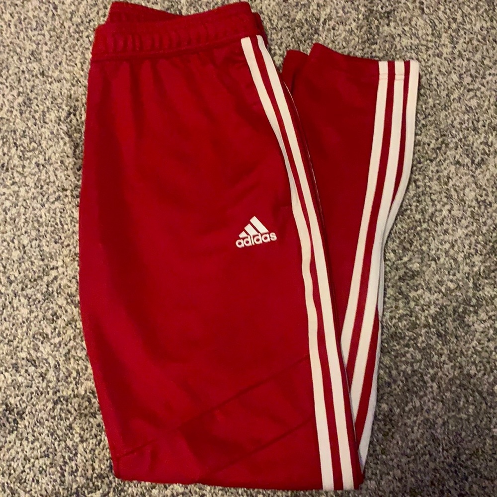 Men Red Adidas “Track Pants”, Size Medium.